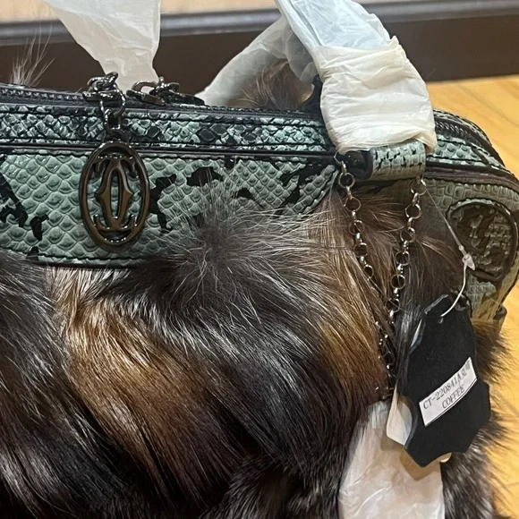 2000s Cartier vintage Elegant Fur and Leather Women's Bag - Picture 5 of 7